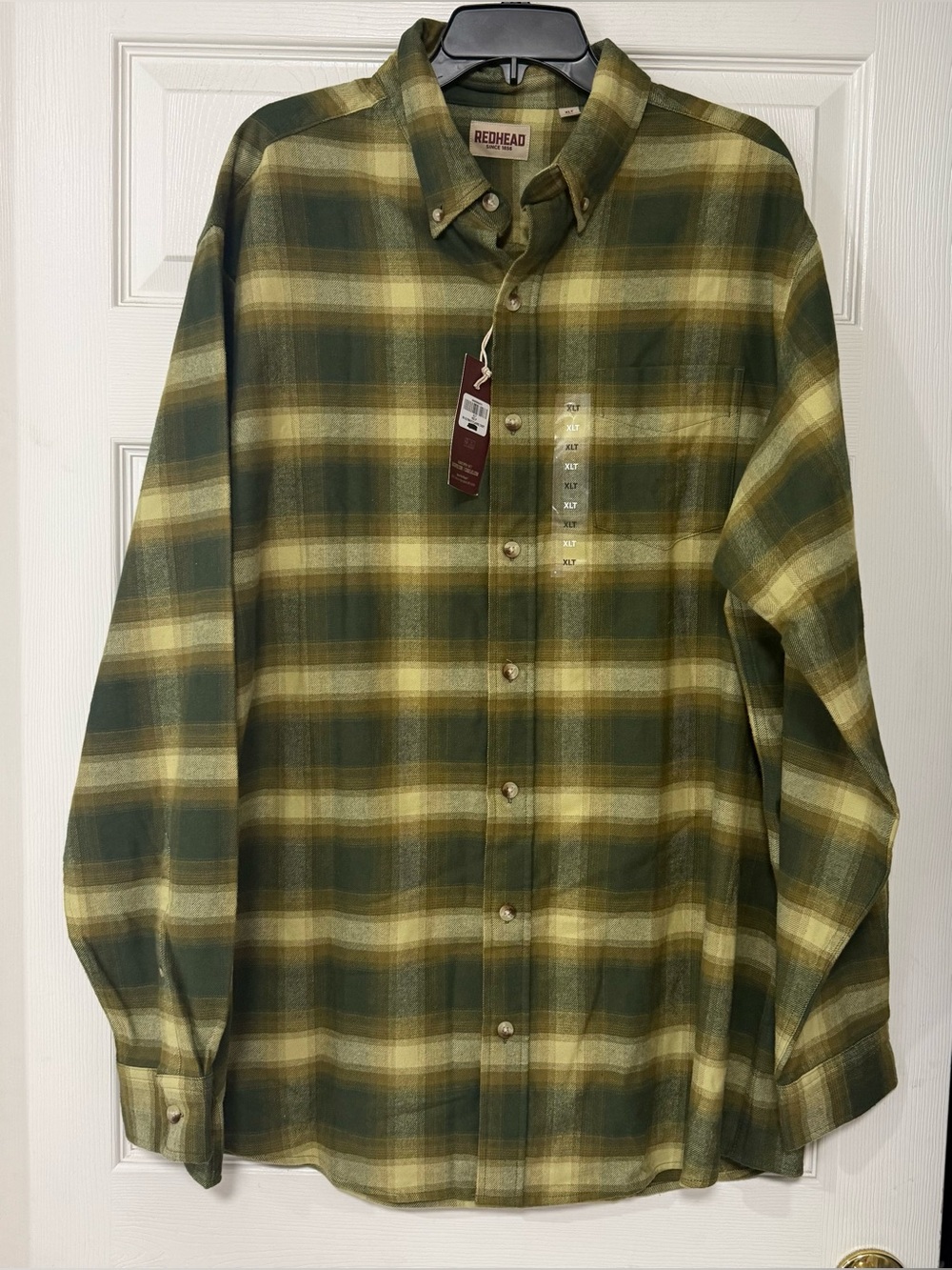 RedHead Men's Green Plaid Button-Down Long Sleeve Shirt Olive Green Size XLT NWT